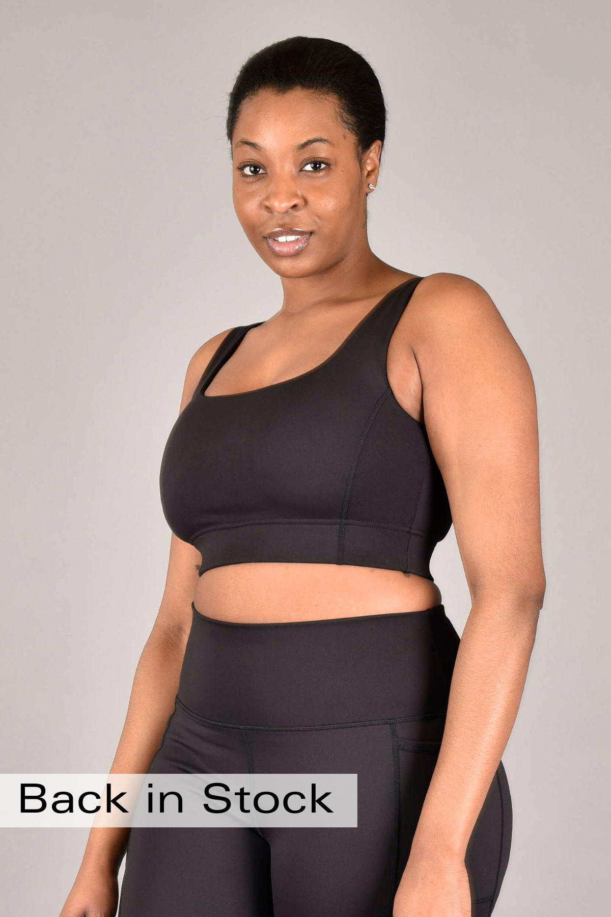 Brigitte Recycled Core Compression Longline Bra in Matte Black