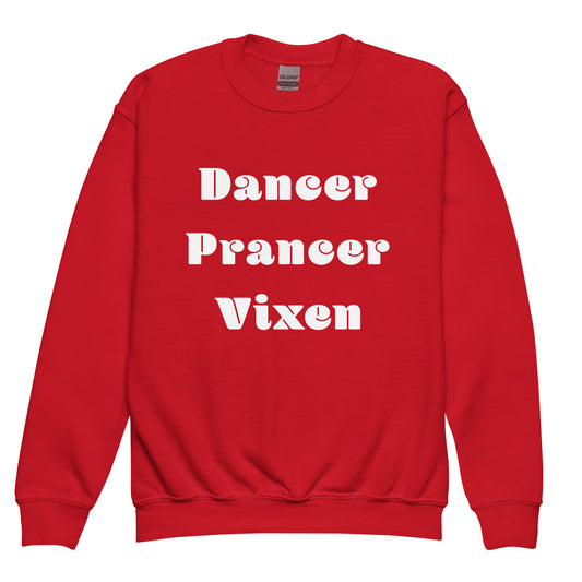 Dancer Prancer Vixen Youth crewneck sweatshirt