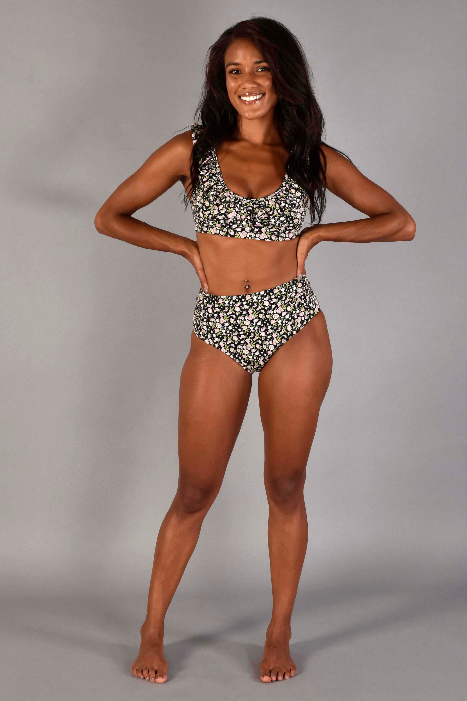 Britney High Rise Bikini Bottom in Sugar Pink Floral Wear Love More