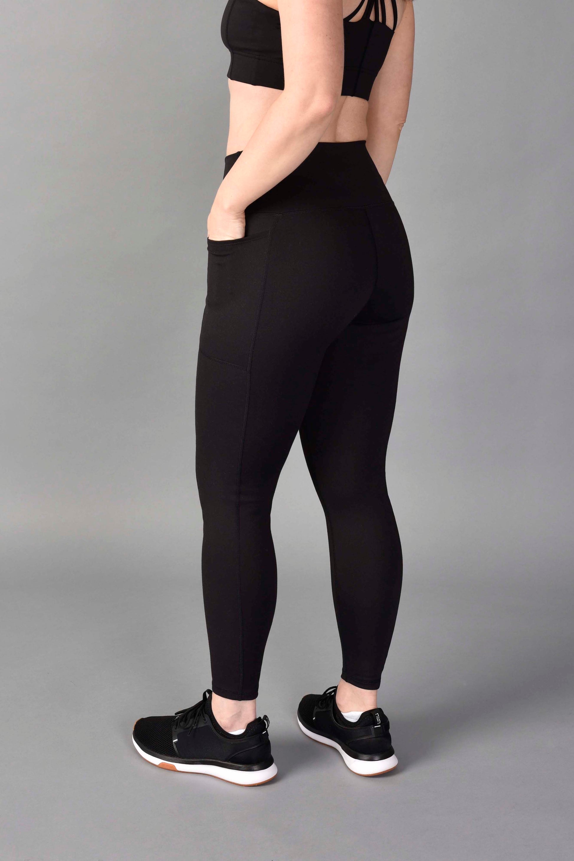 WEAR LOVE MORE High Rise Side Pocket Recycled Core Compression 7/8 Legging  in Matte Black – Wear Love More