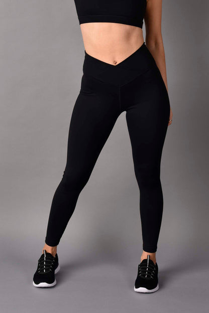 WEAR LOVE MORE Womens Sustainable Activewear High Rise Crossover Legging in Black