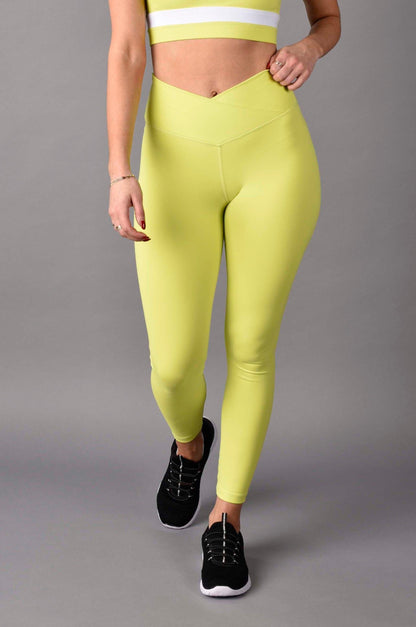 WEAR LOVE MORE Womens Sustainable Activewear High Rise Crossover Neon Legging