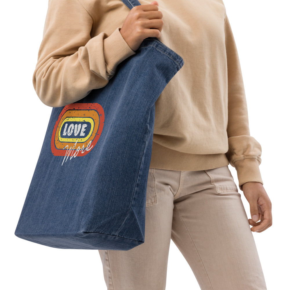 Love More Organic Denim Tote Bag